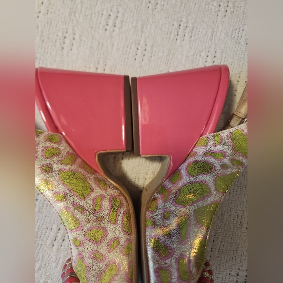 Sacha London Pink and Green Funky Women's Leather Heels Size 7 - Picture 4 of 10
